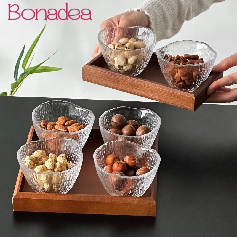 Dried Fruit - Clear Glass Cups Divided Nut Tray