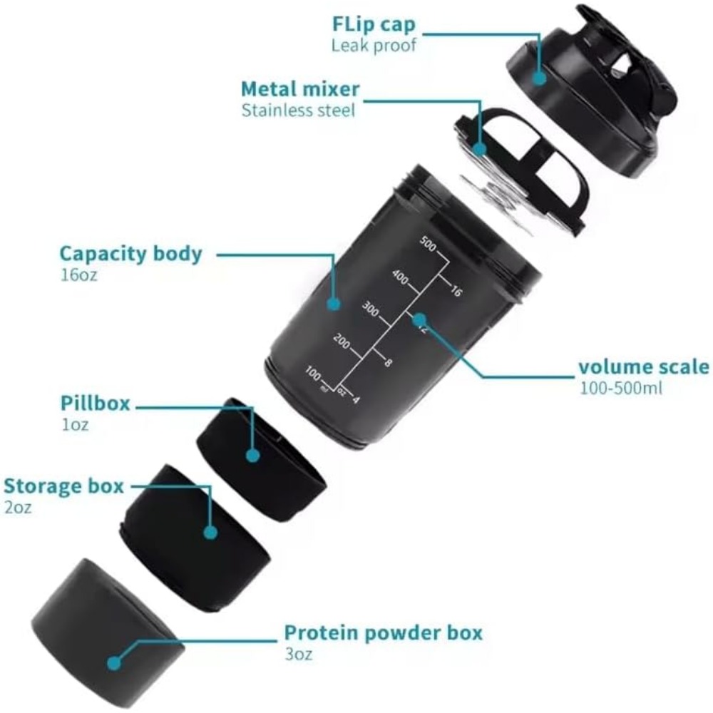 3 Layers Shaker Protein Bottle - Protein Bar 评论和价格